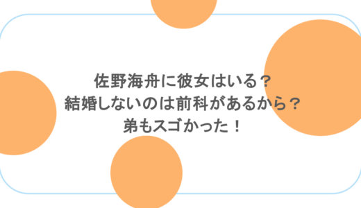 佐野海舟に彼女はいる？結婚しないのは前科があるから？弟もスゴかった！